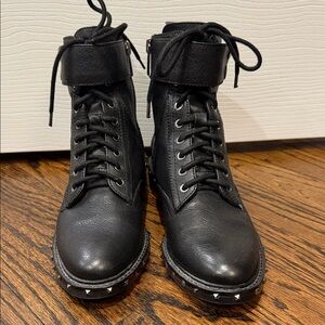 Vince Camuto Black Combat Boots with Studded Sole